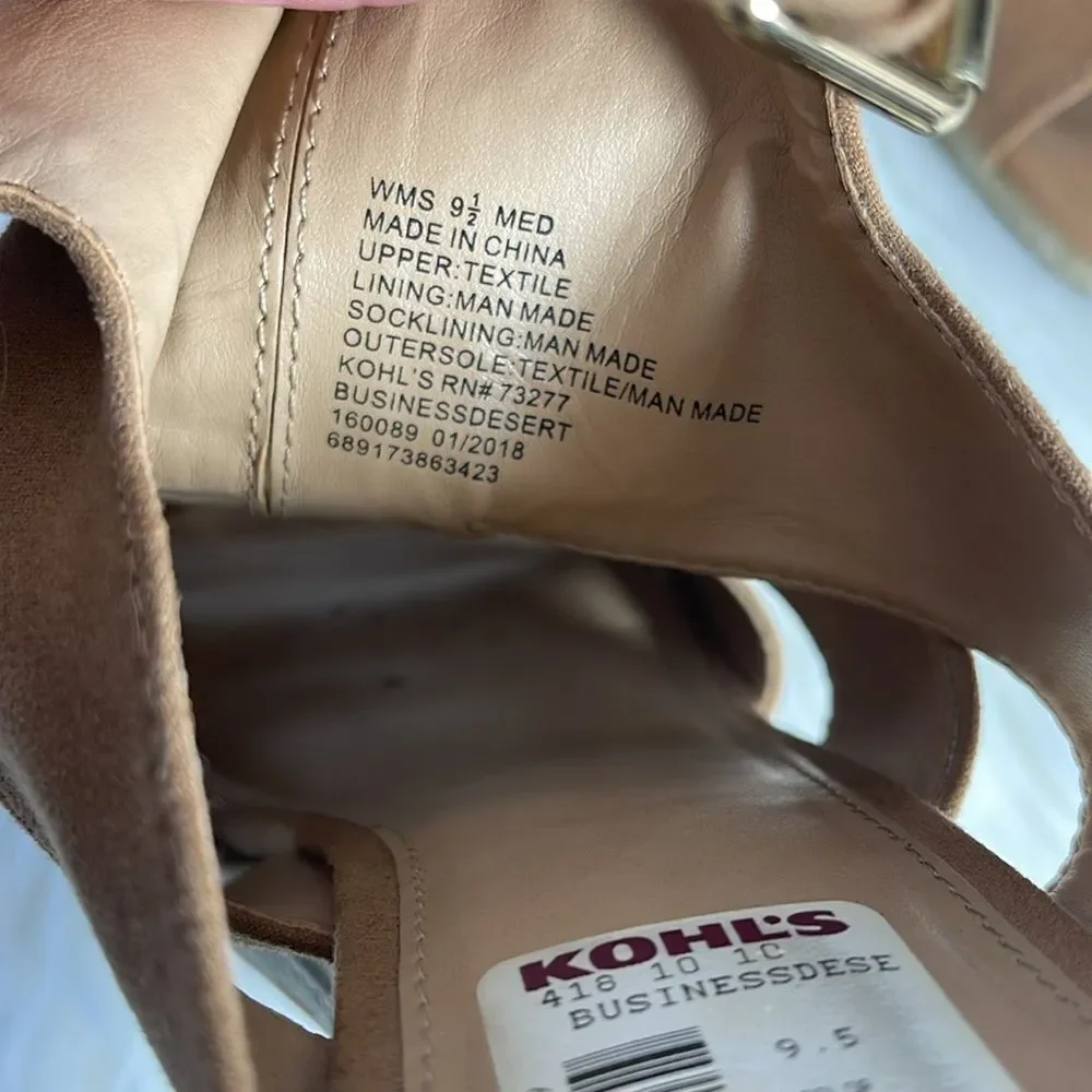 Apt. 9 Kohl's‎ Brown Business Wedge Dress Sandals Sz 9.5